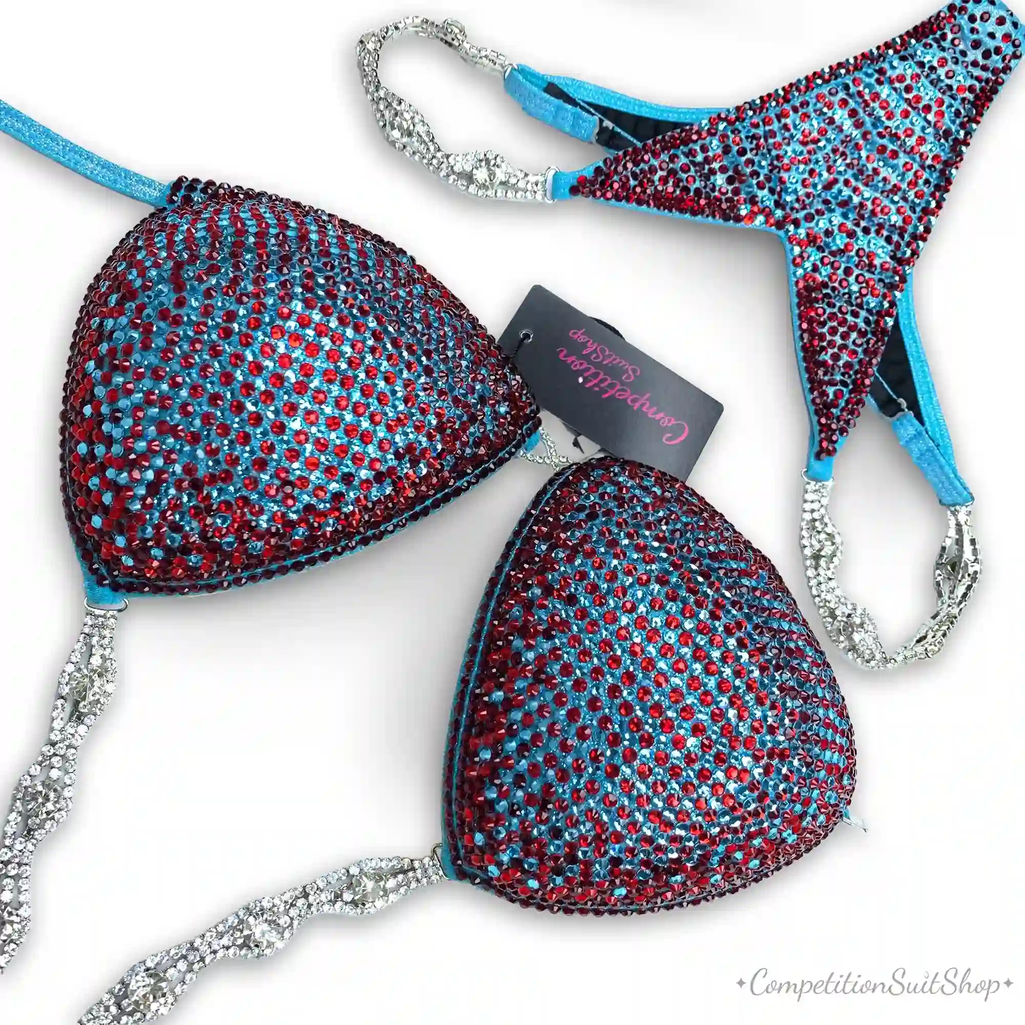 Blue Red Virtus Bikini Competition Suit (B161)