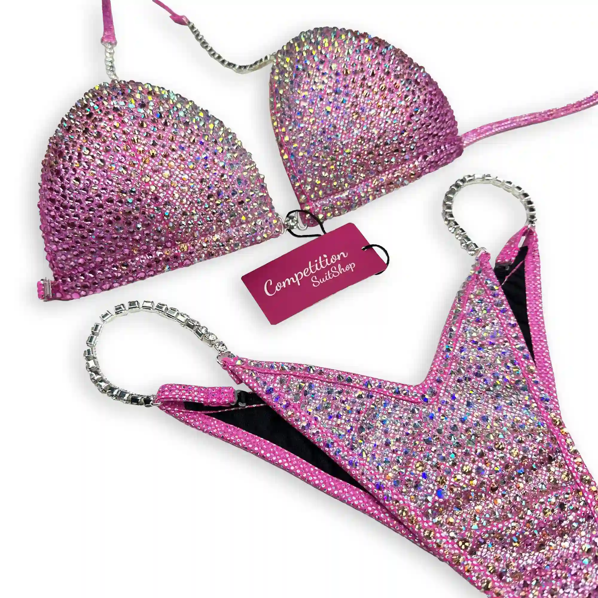 Silver Pink Radiance Bikini Competition Suit BM201-13
