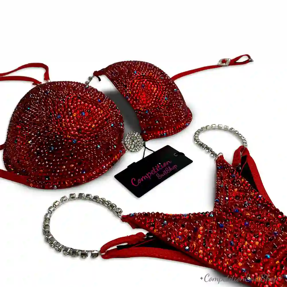 Red Virtus With Candy Blue Competition Bikini Suit (B159)
