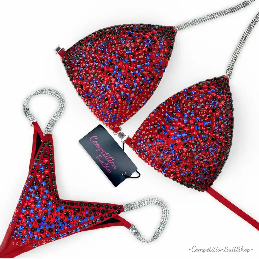 Red & Blue Spider Sparkle Edge Wellness Competition Suit BM182-5W