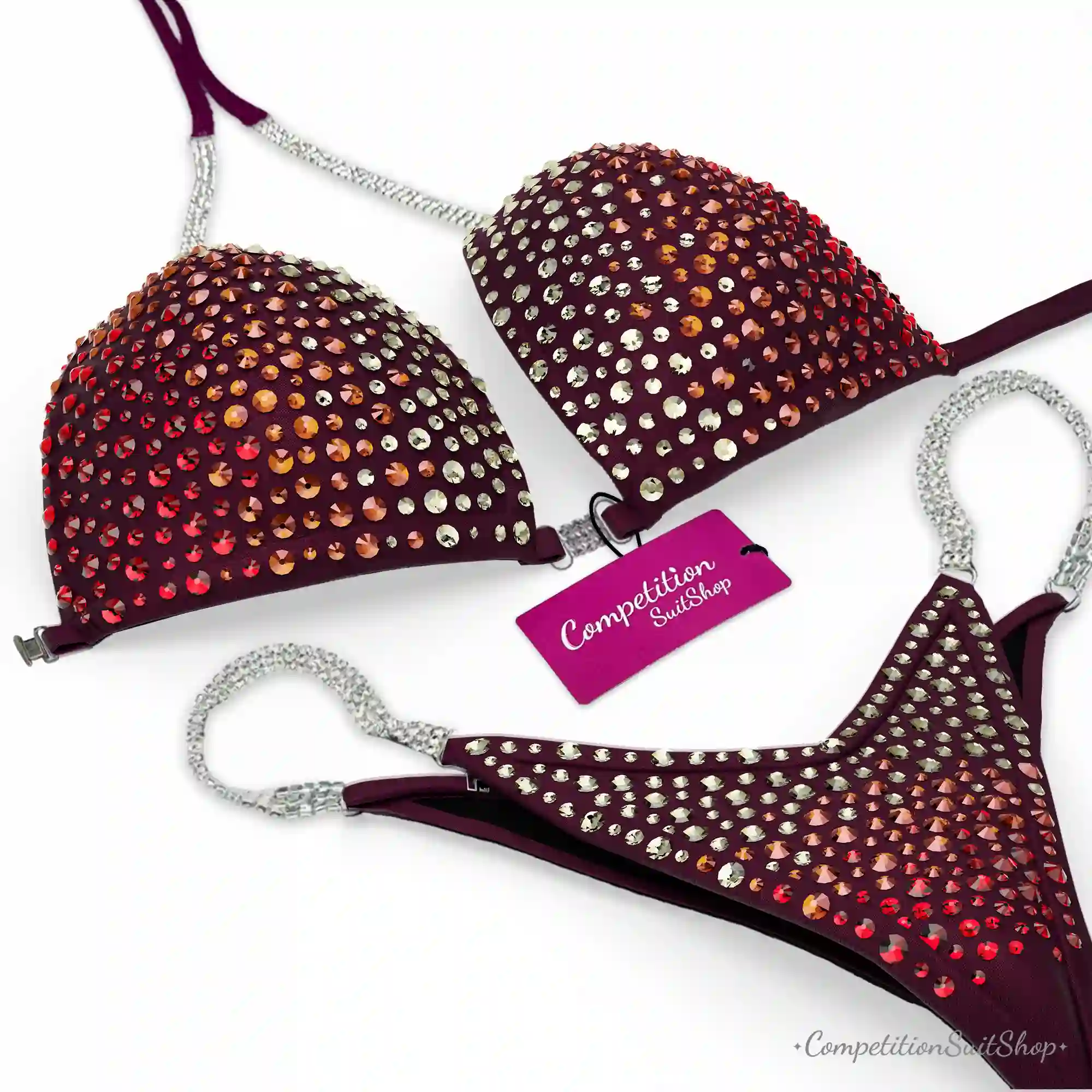 Maroon Orange Velvet Radiance Wellness Bikini BM201-18W