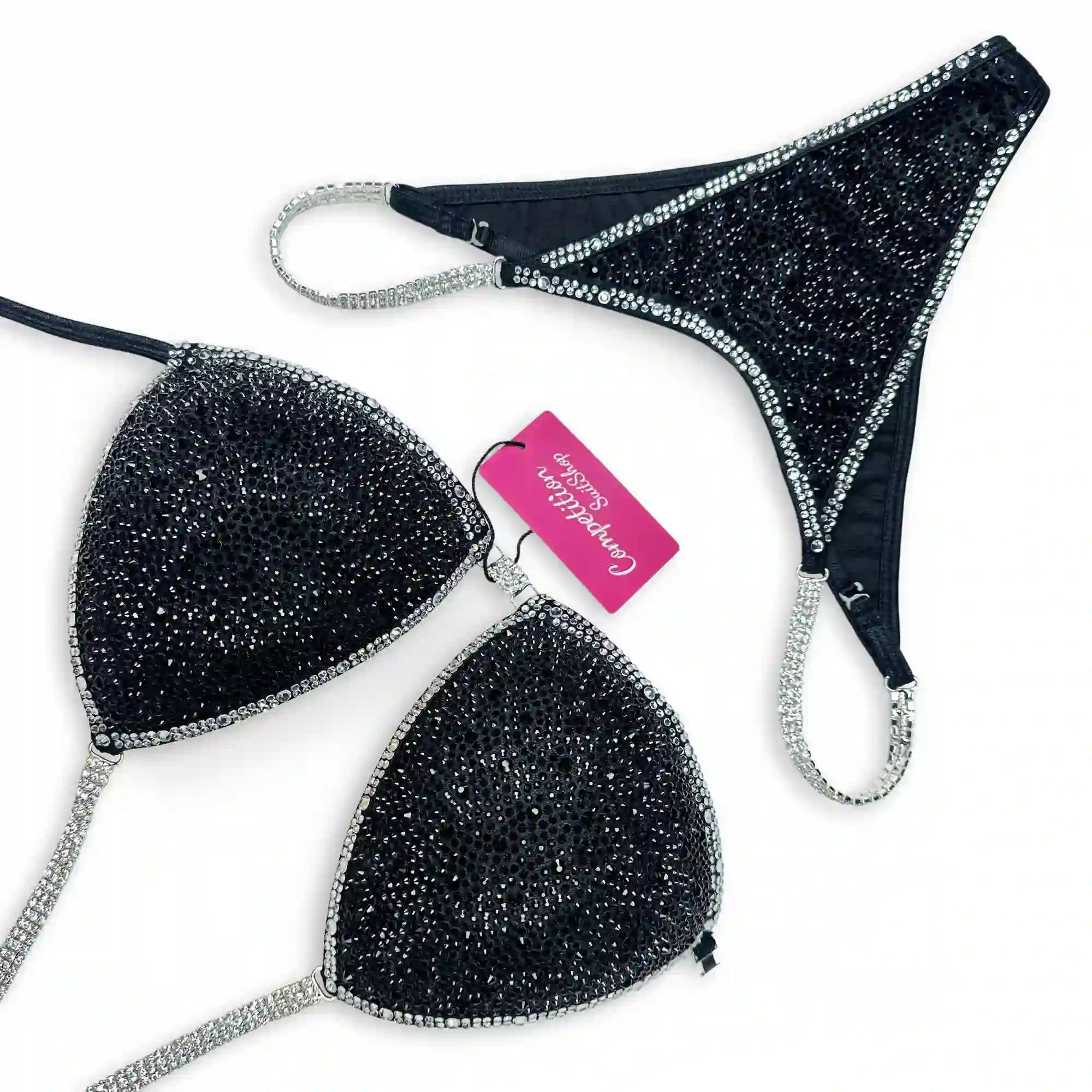 Black Silver Trim Competition Bikini BM216-1 Black Silver Trim Competition Bikini BM216-1