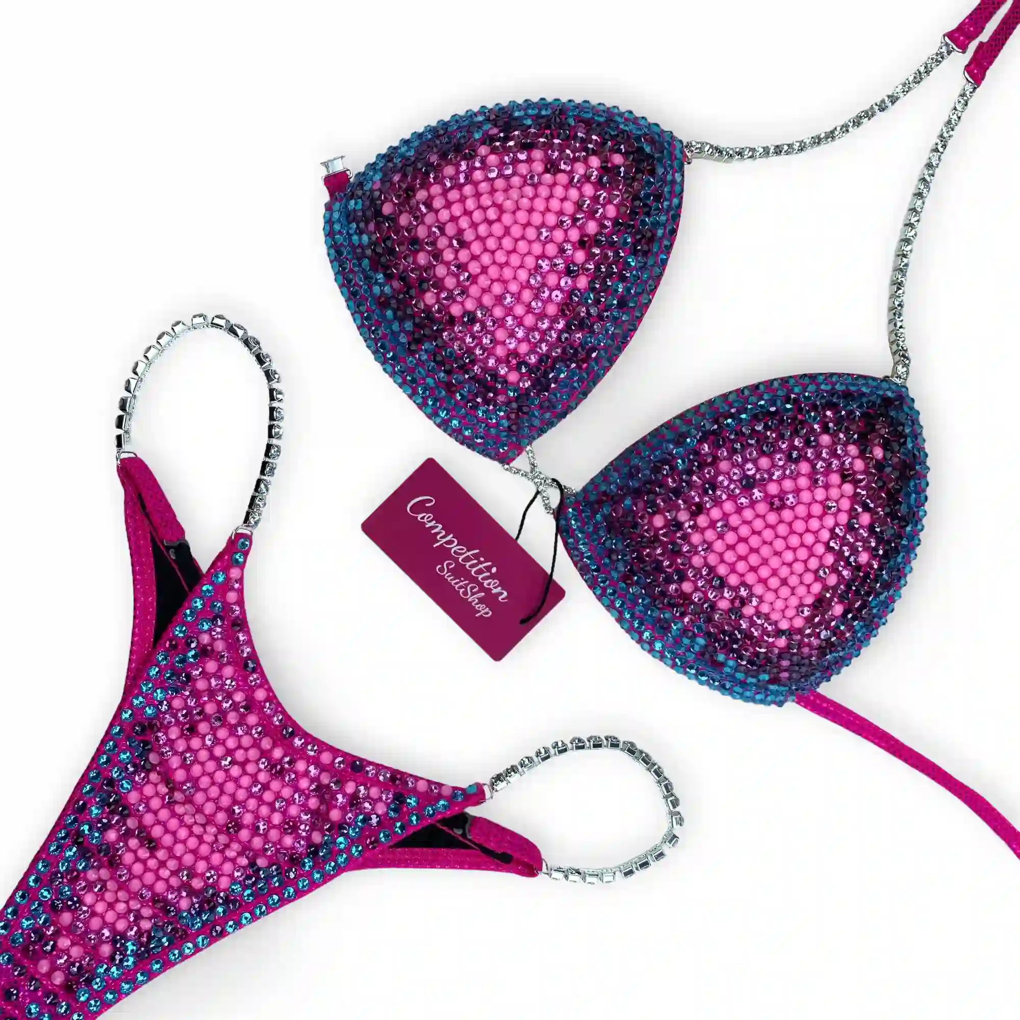 Hot Pink Aqua Shine Bikini Competition Suit B219