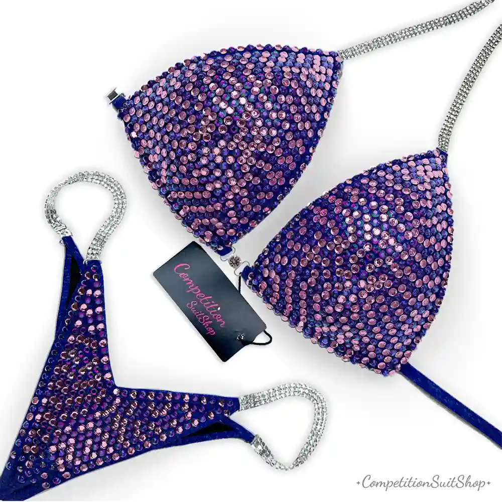 Purple On Blue Bikini Competition Suit (BM151-36)