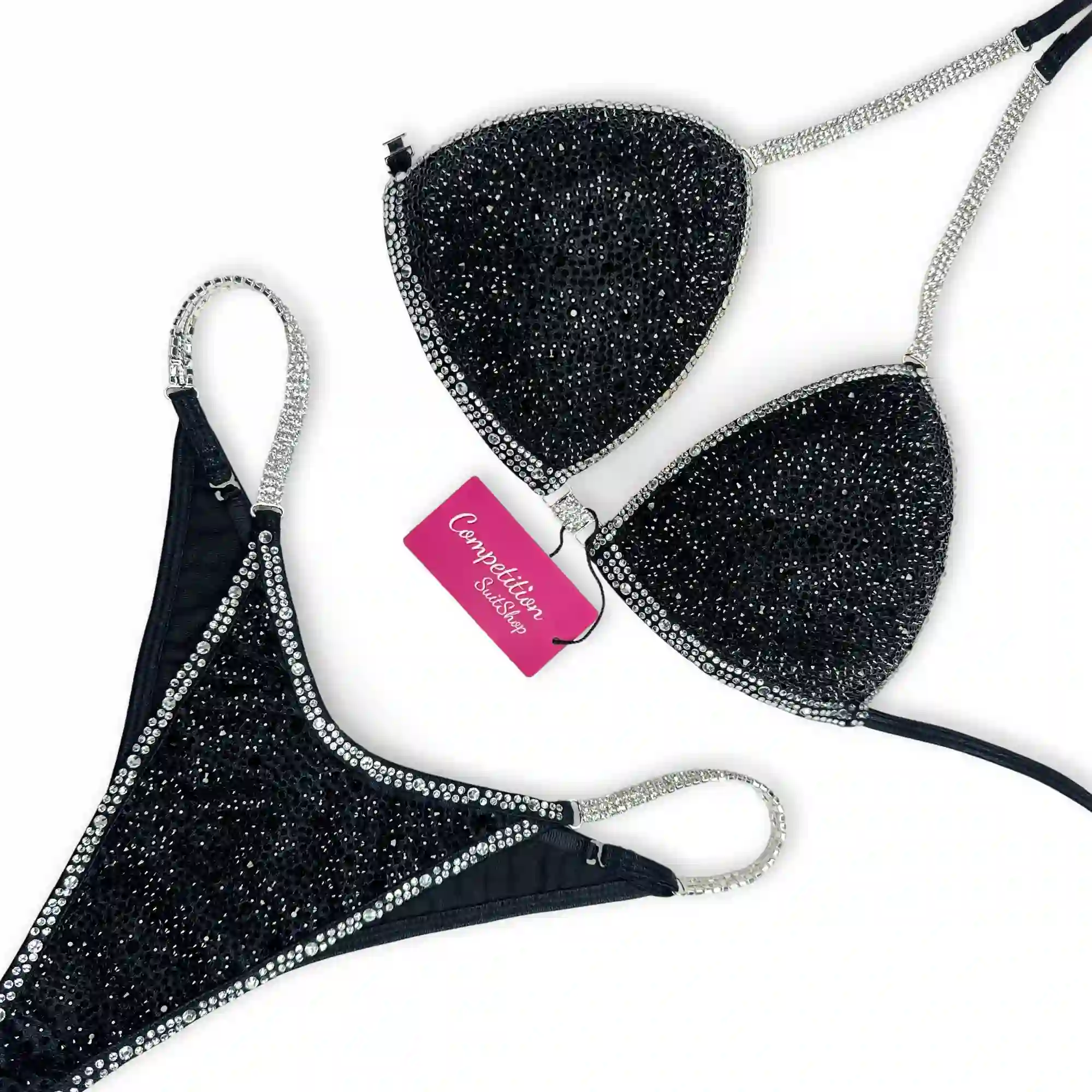 Black Silver Trim Competition Bikini BM216-1 Black Silver Trim Competition Bikini BM216-1