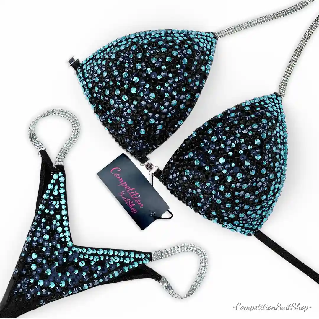 Aqua Edge Black Glimmer Bikini Competition Suit BM182-7