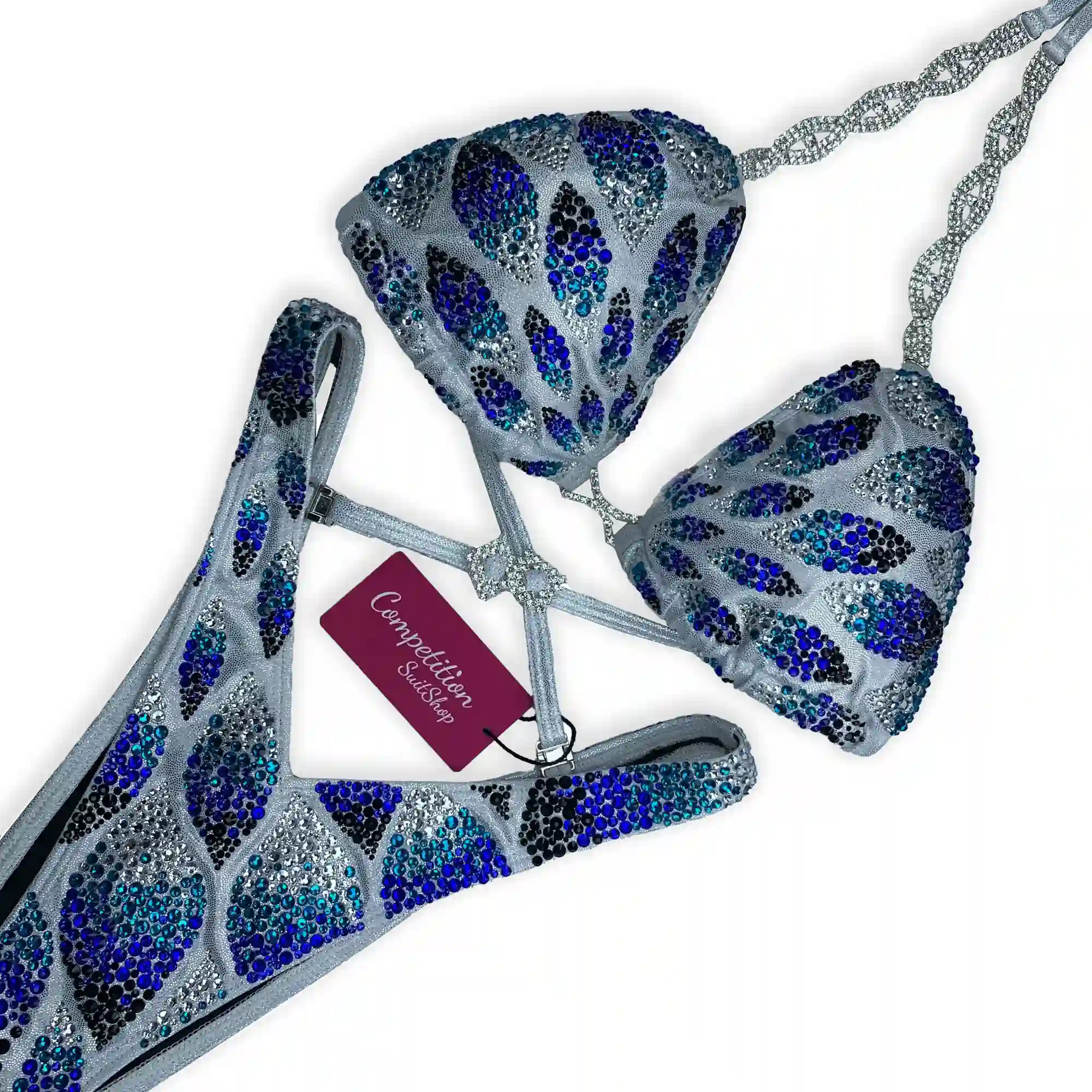 Silver Blue Arrow Figure Competition Suit (F1004-1)