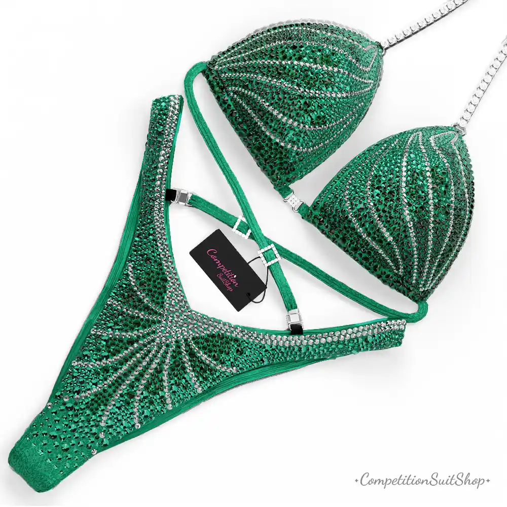 Emerald Ribbon Figure Competition Suit FM1027-4
