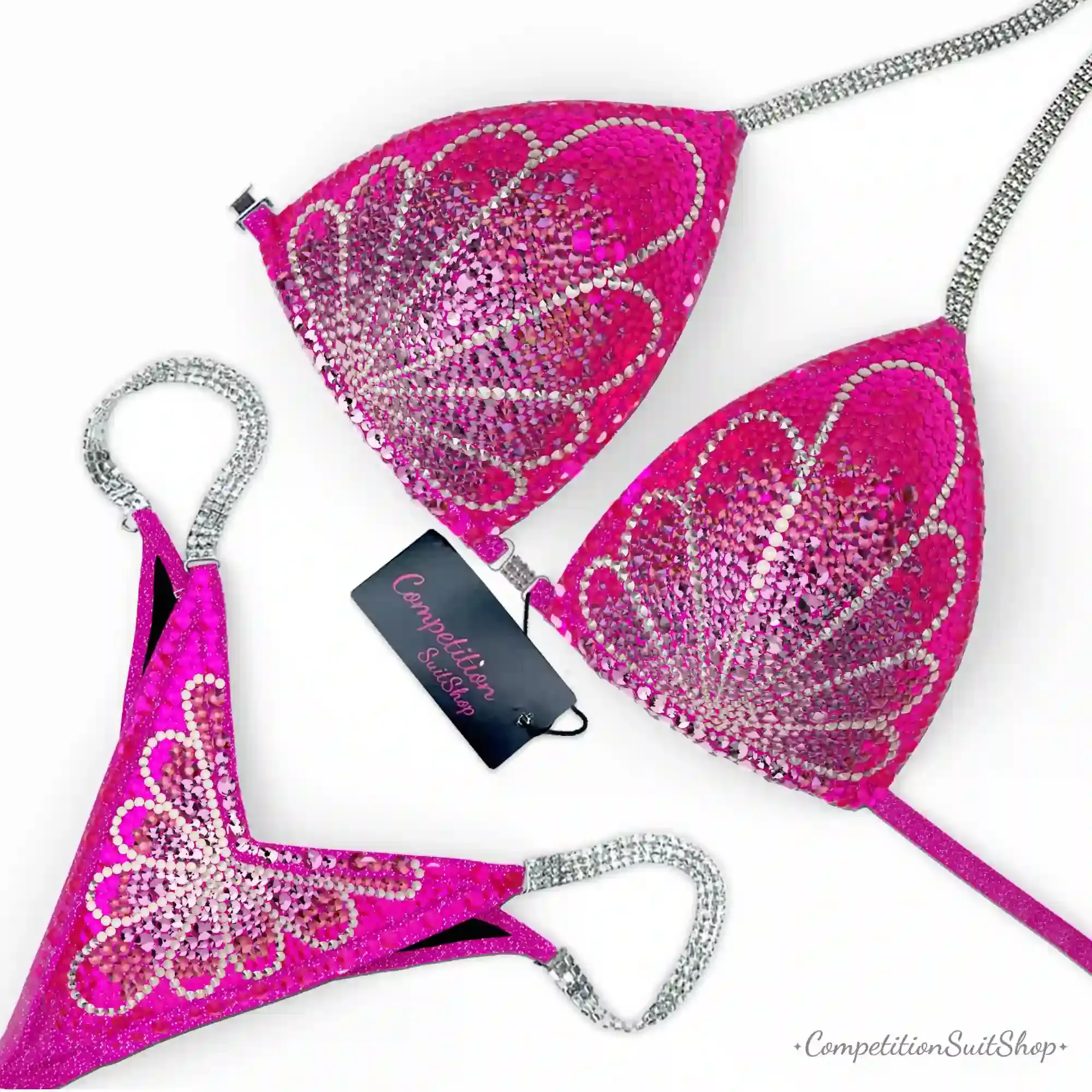 Neon Pink Bloom Competition Bikini BM191-1