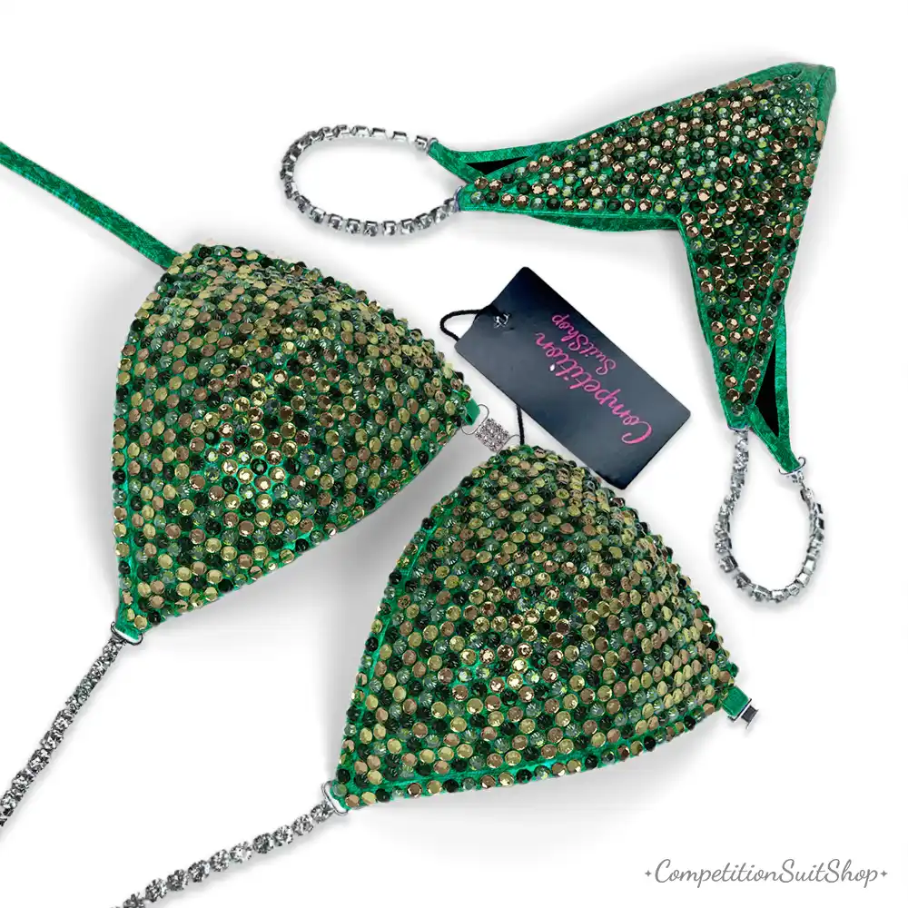 Golden Green Goddess Bikini Competition Suit (BM151-2)