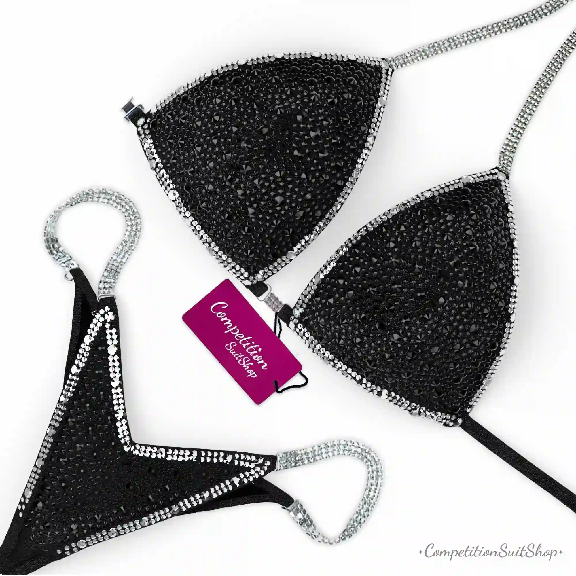 Black Silver Trim Competition Bikini BM216-1
