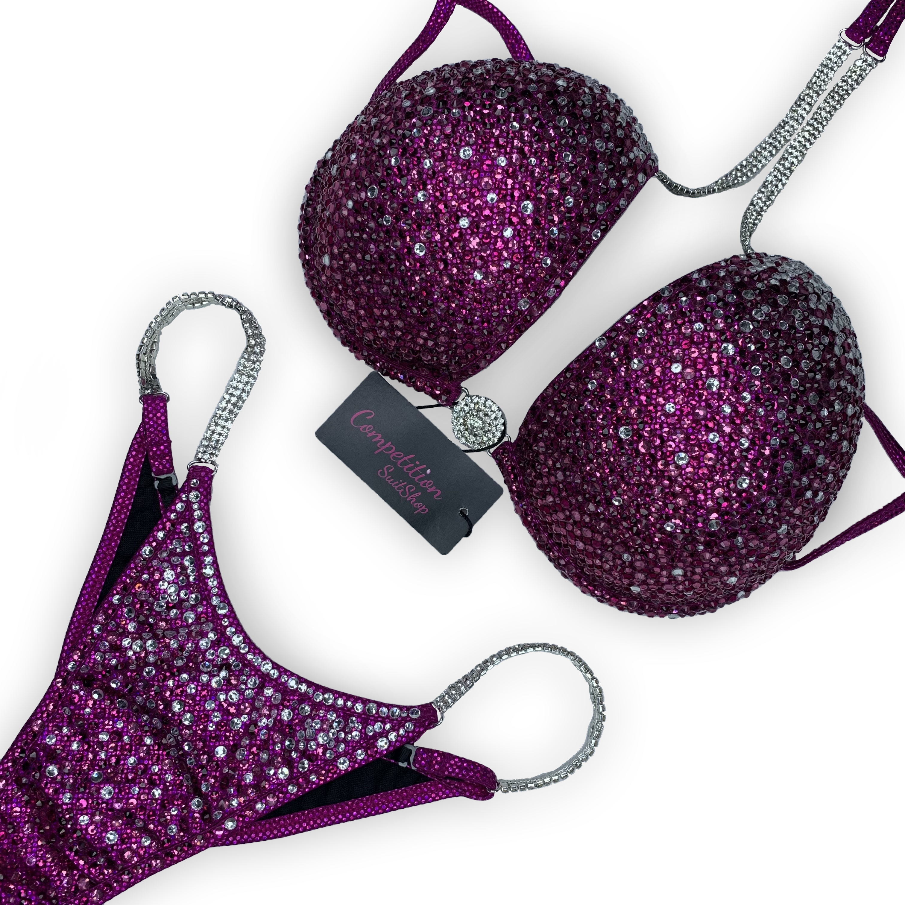 Fuchsia Sparkle Edge Bikini Competition Suit BM182-1