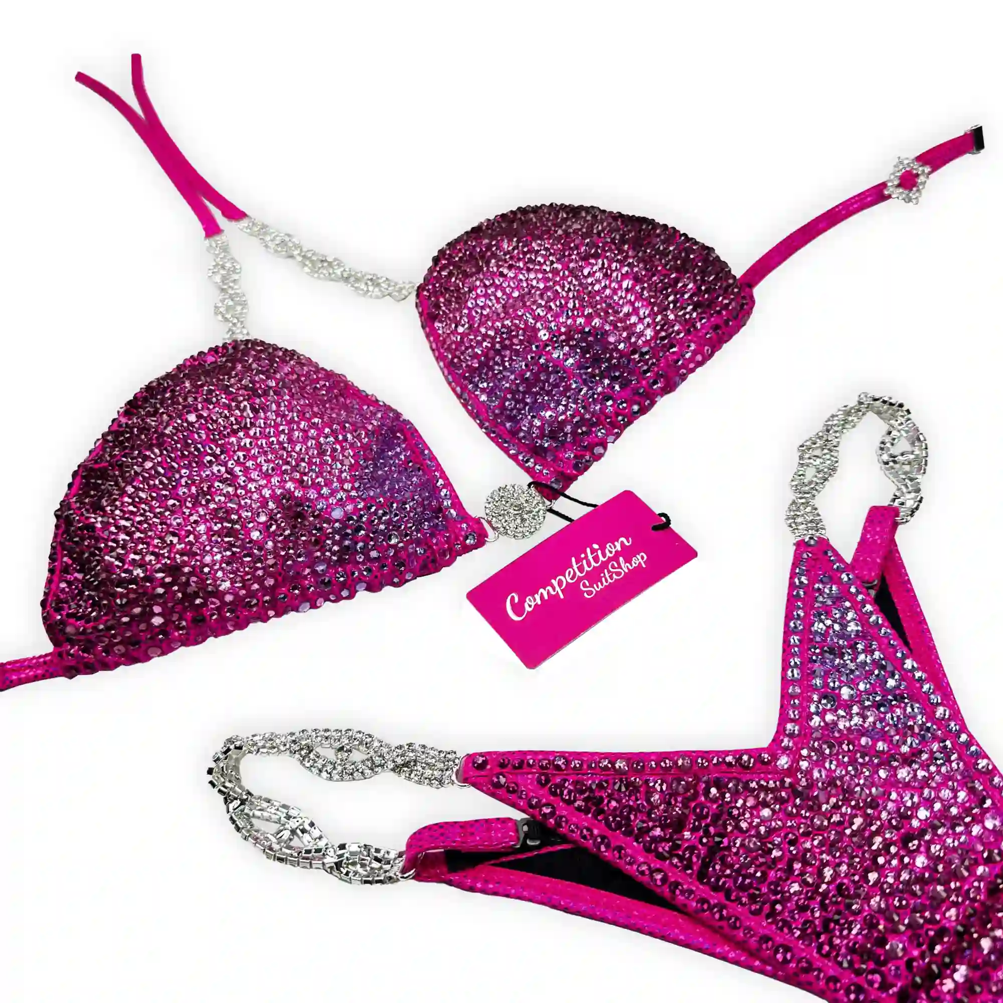 Neon Pink Ombre Bikini Competition Suit BM188-4