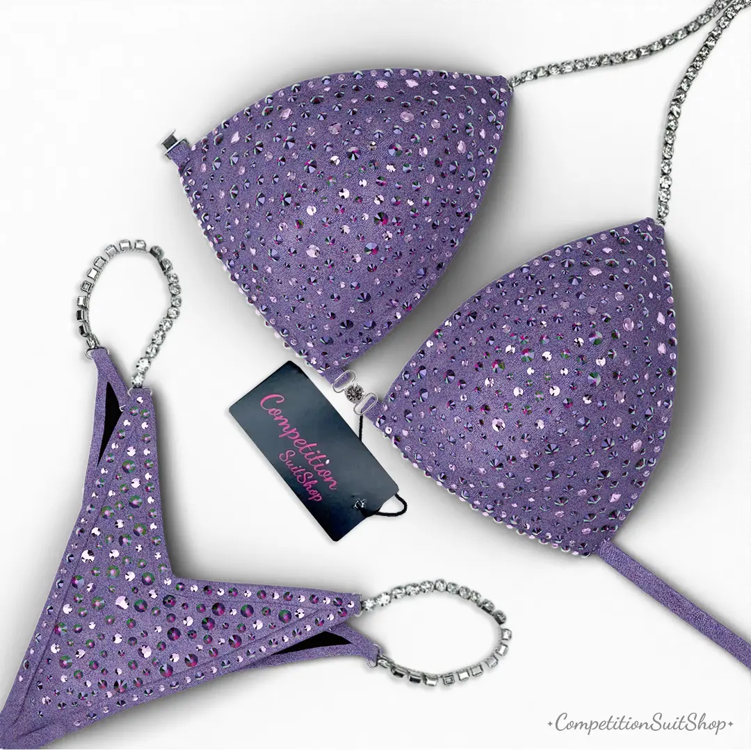 Purple Scatter on Lavender Bikini Competition Suit (BM198-2)