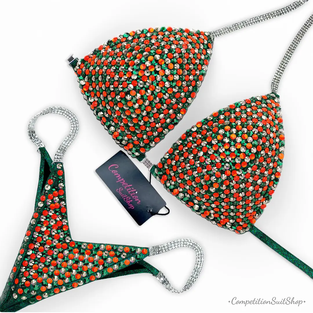 Emerald Ember Glint Bikini Competition Suit BM175-2