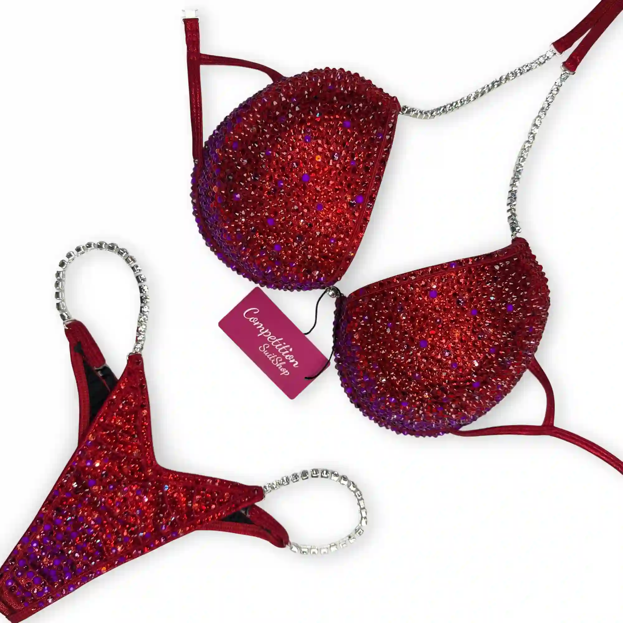 Red Magenta Inferno Bikini Competition Suit B214