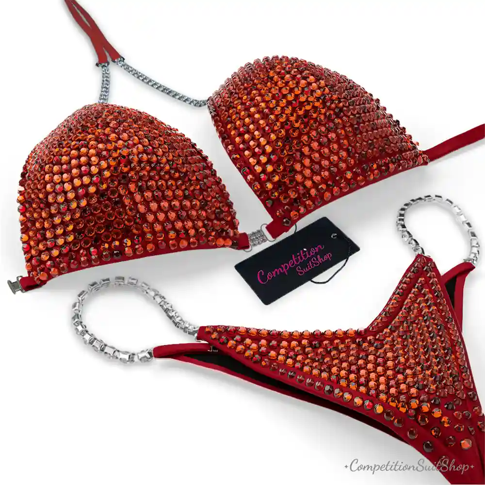 Red Orange Flame  Wellness Competition Bikini (BM151-33W)