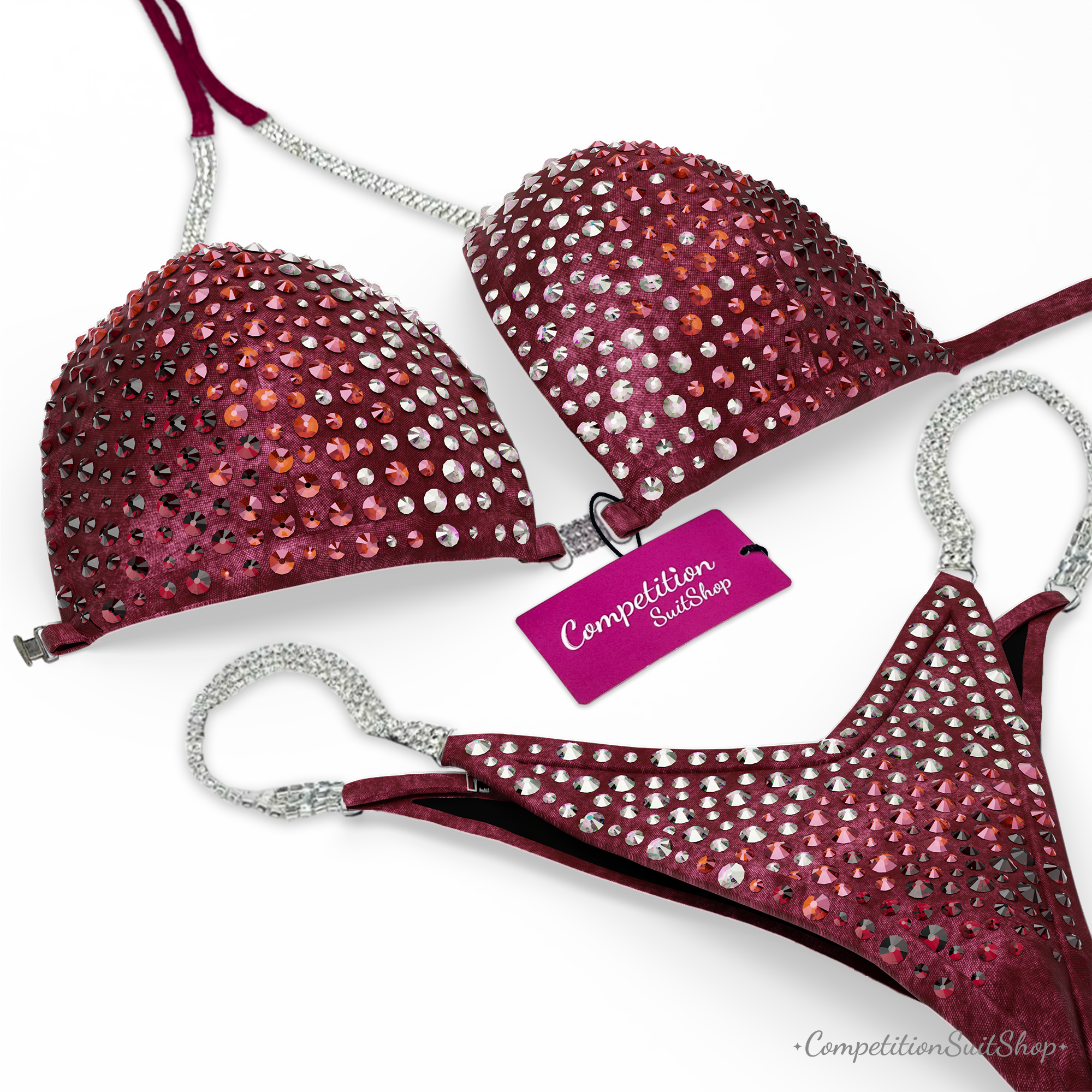 Maroon Velvet Radiance Competition Bikini BM201-16