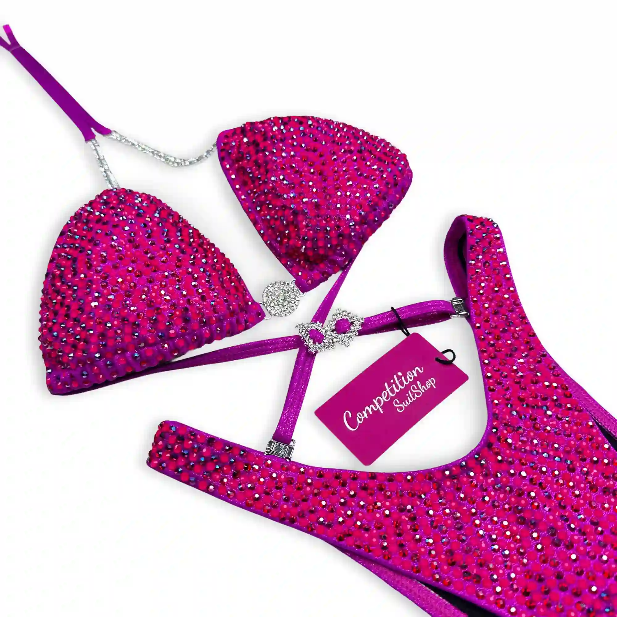 Sparkling Neon Pink Figure Competition Suit F158