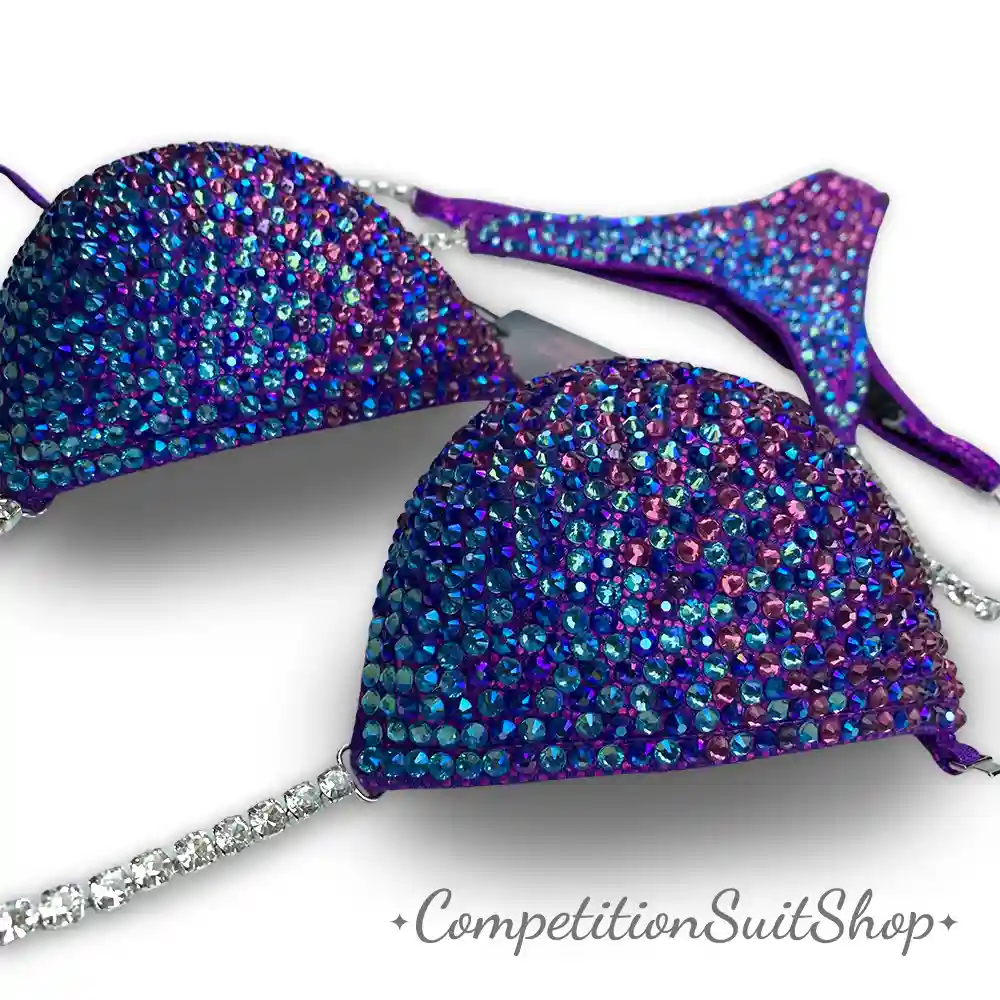 Purple Blue Gradient Bikini Competition Suit B173