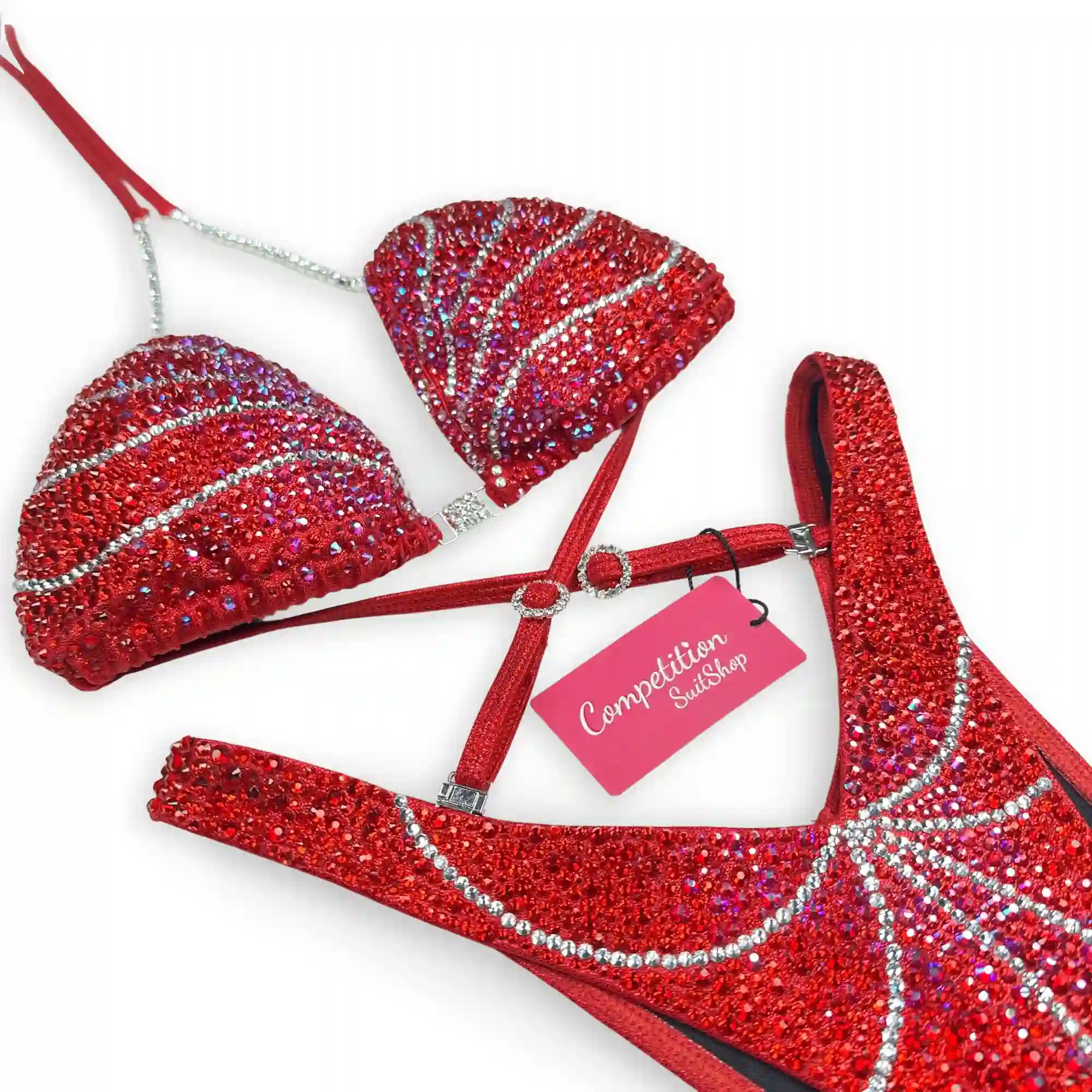 Red Swirl Figure Competition Suit F1051
