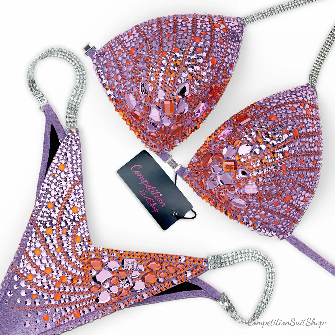 Lavender Coral Plume Wellness Competition Bikini BM238-5W