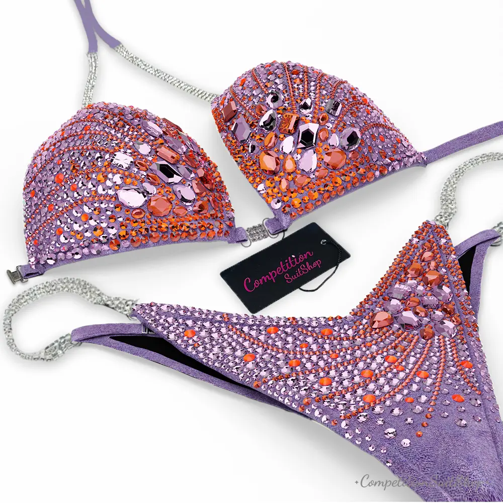 Lavender Coral Plume Wellness Competition Bikini BM238-5W