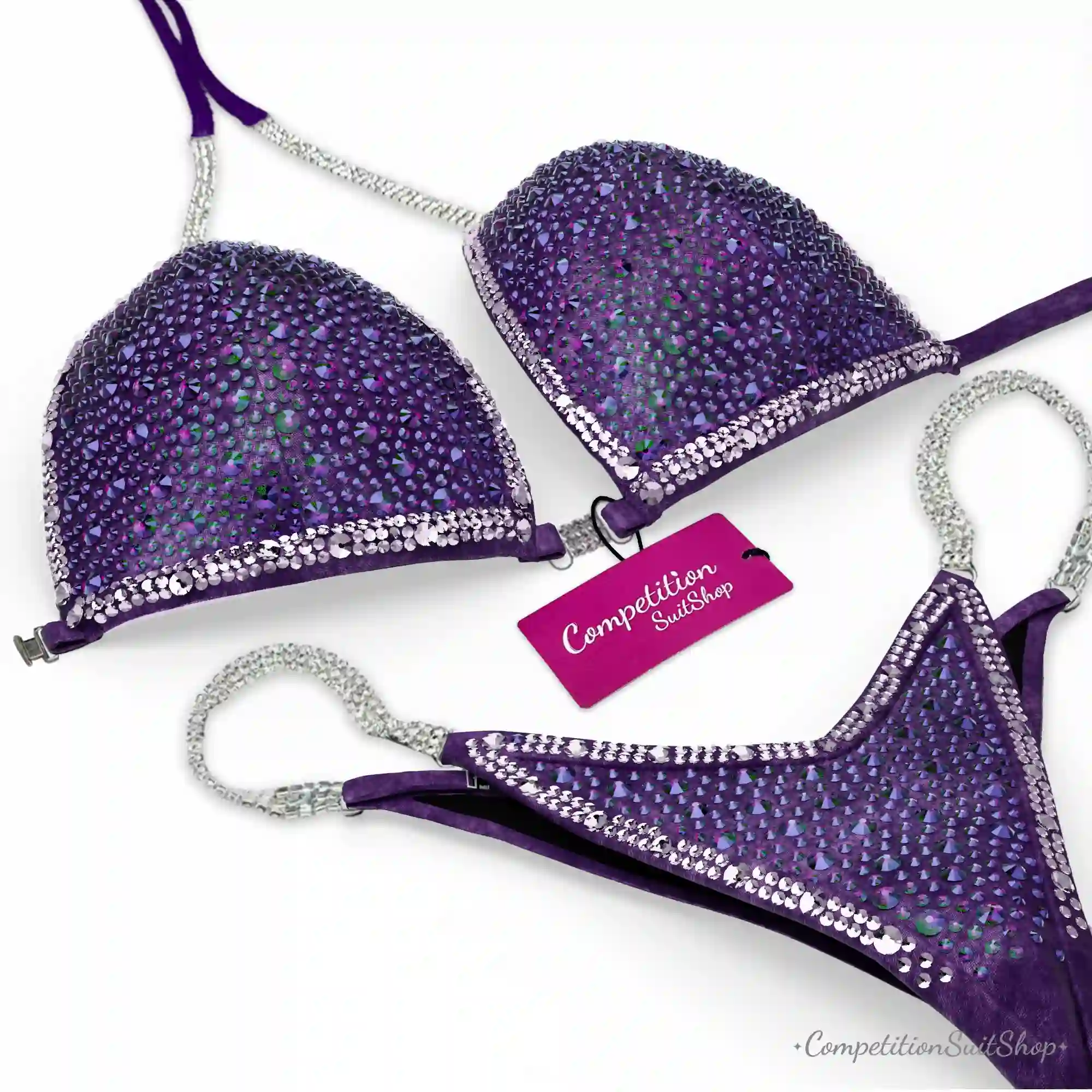 Deep Purple Trim Velvet Wellness Competition Bikini BM216-9W
