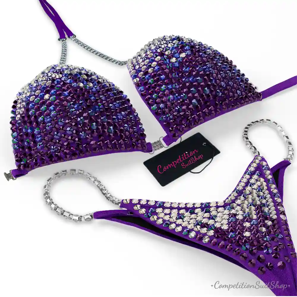 Purple Blue Gradient Bikini Competition Suit BM173-2