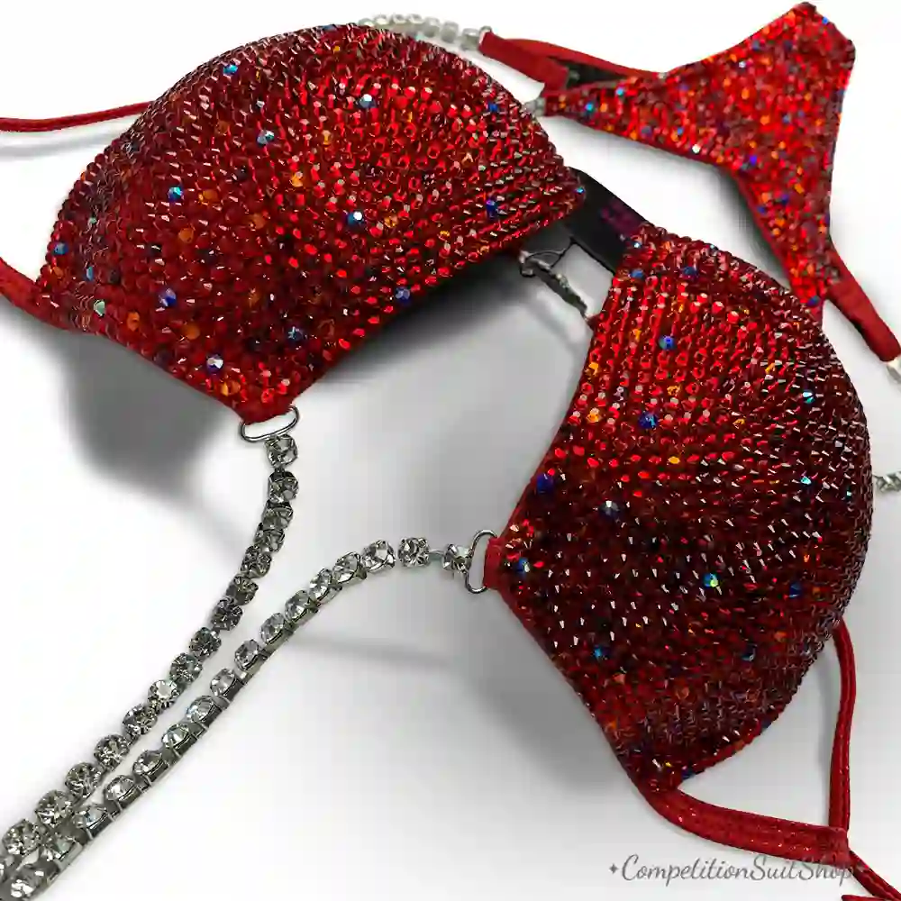 Red Virtus With Candy Blue Competition Bikini Suit (B159)
