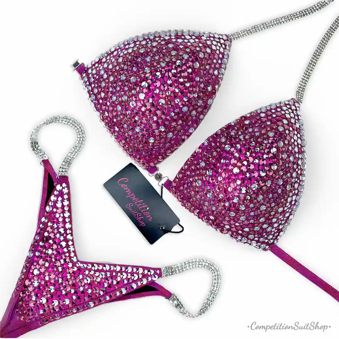 Fuchsia Sparkle Edge Bikini Competition Suit BM182-1