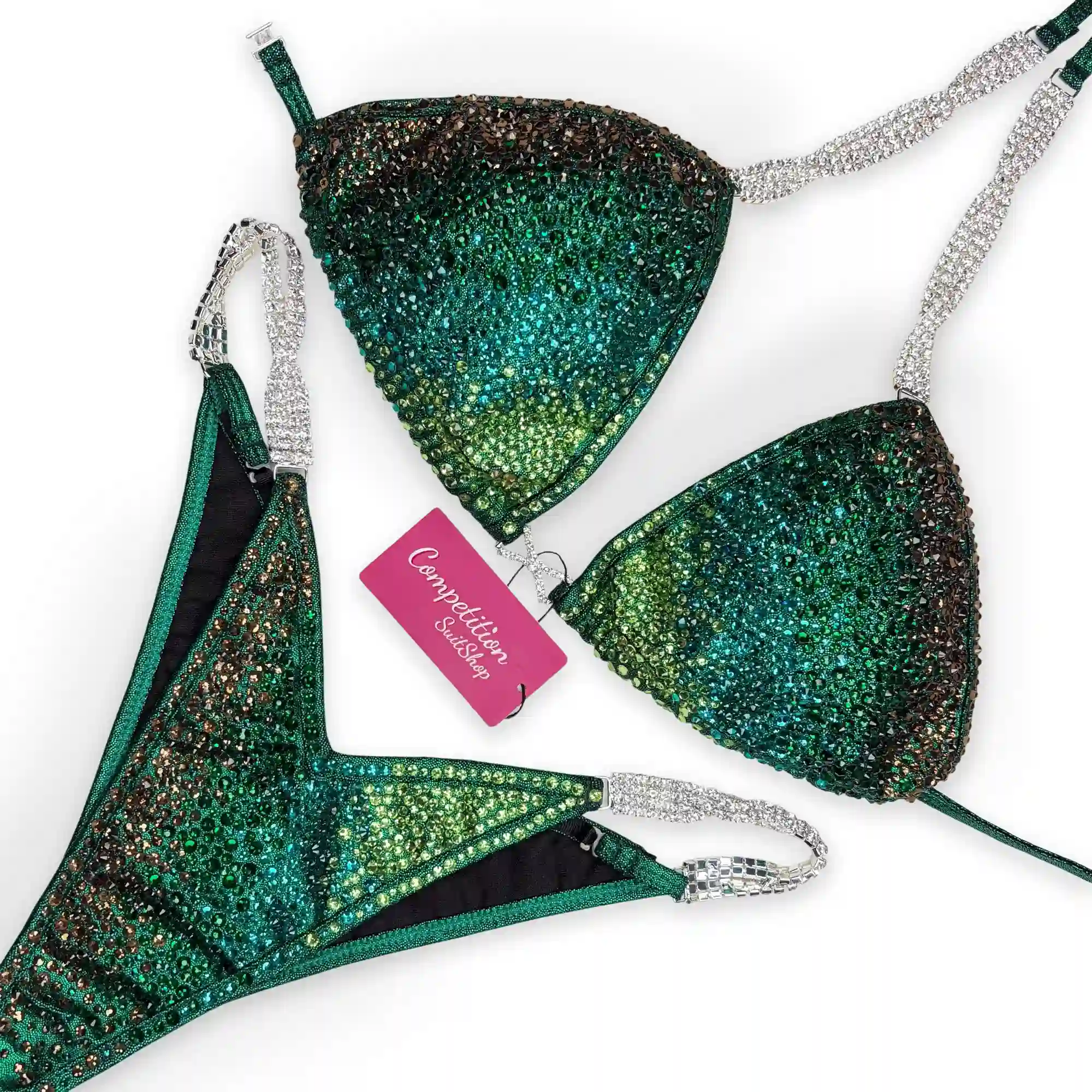 Green Ombre Bikini Competition Suit BM188-3