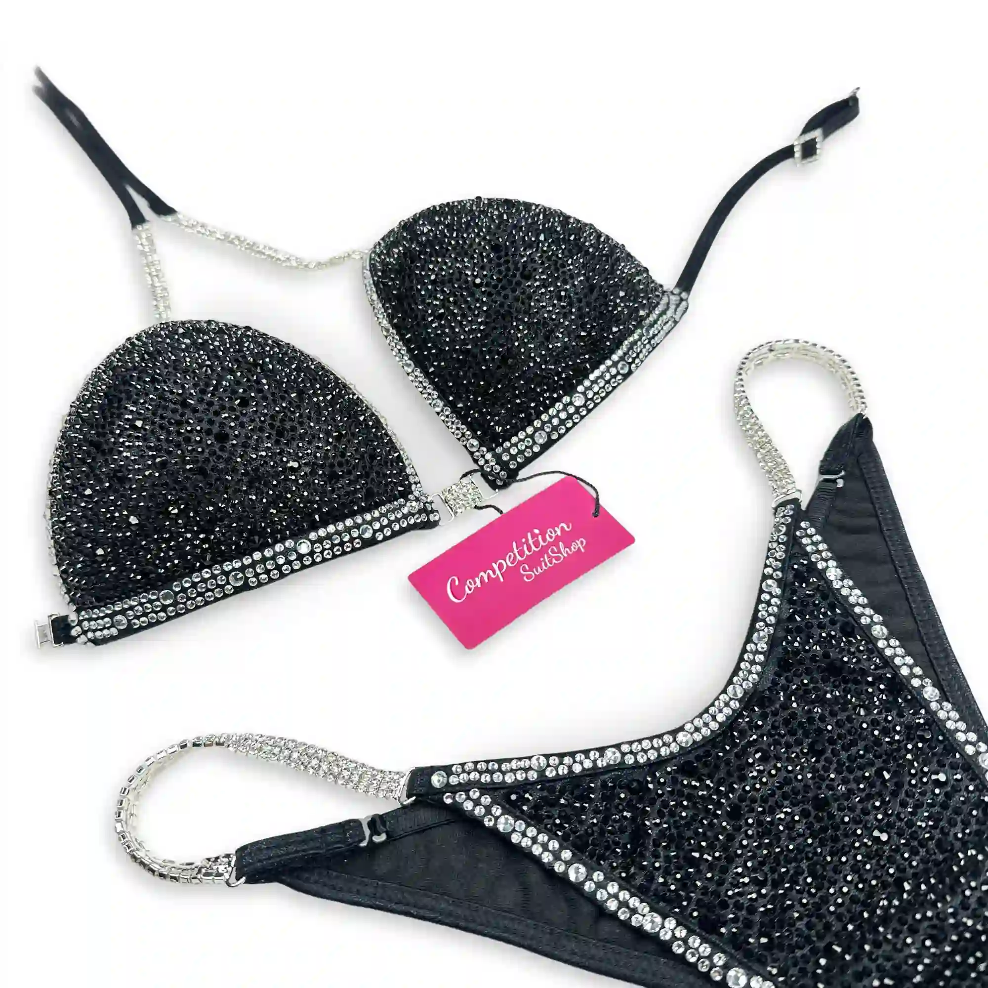 Black Silver Trim Competition Bikini BM216-1