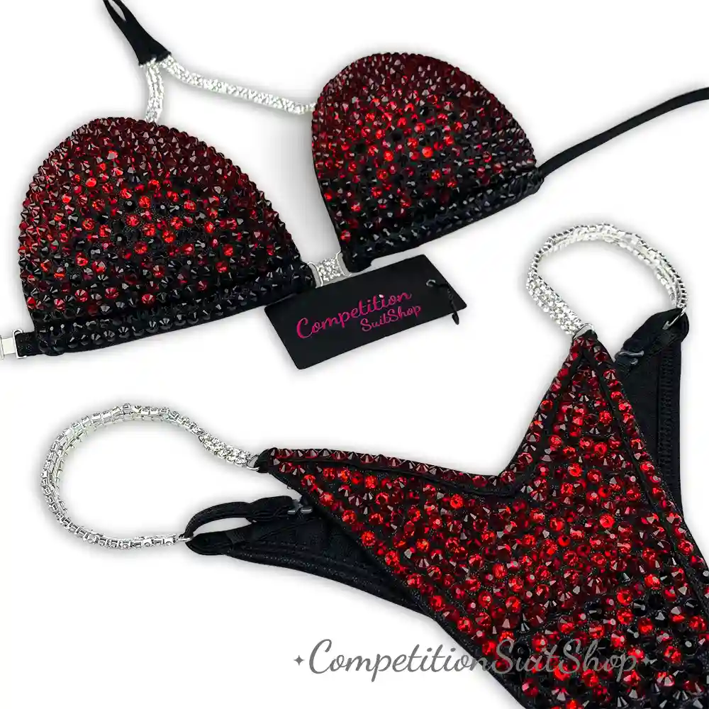 Red and Black Allure Bikini Competition Suit B174