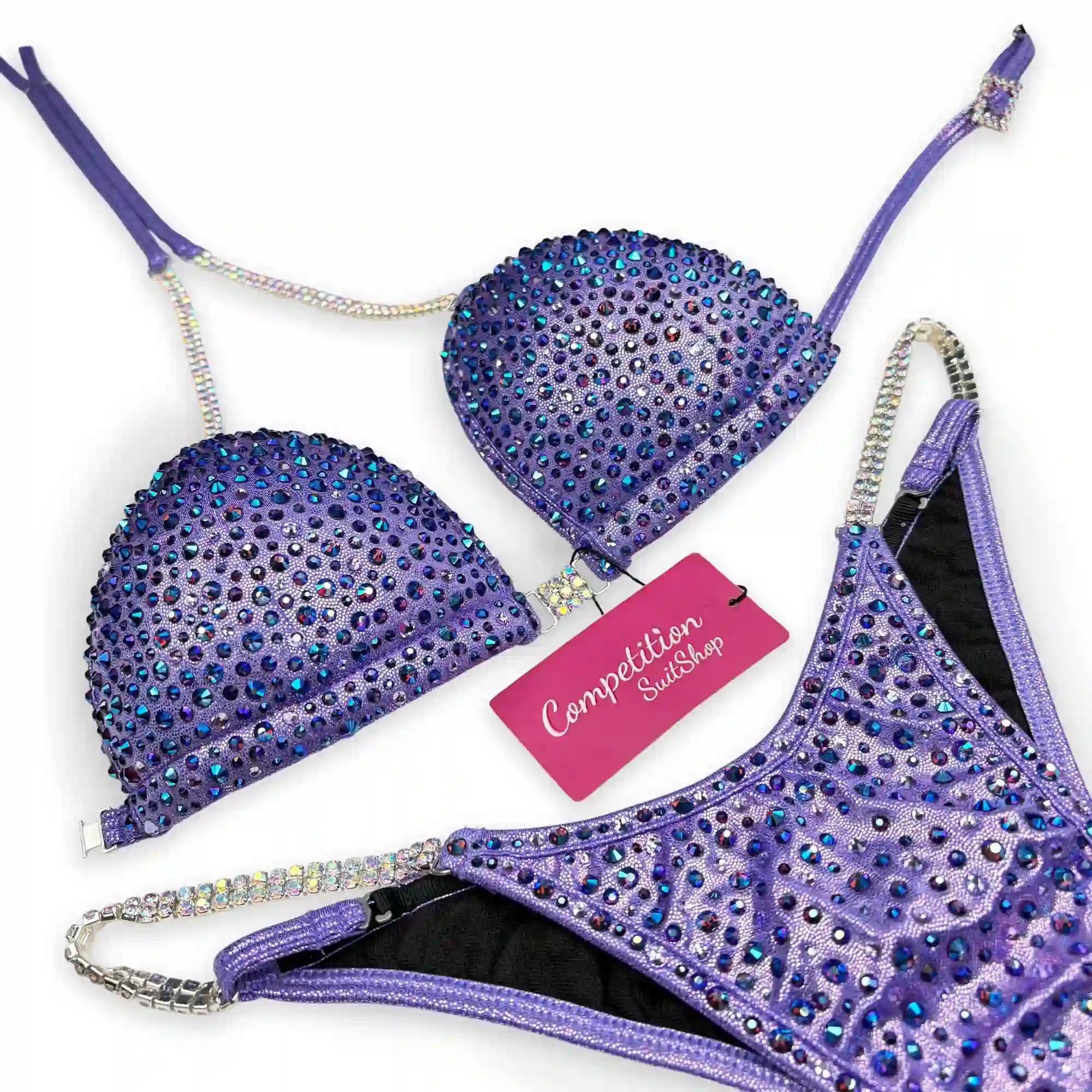 Purple Scatter On Lavender Bikini Competition Suit (BM198-2)