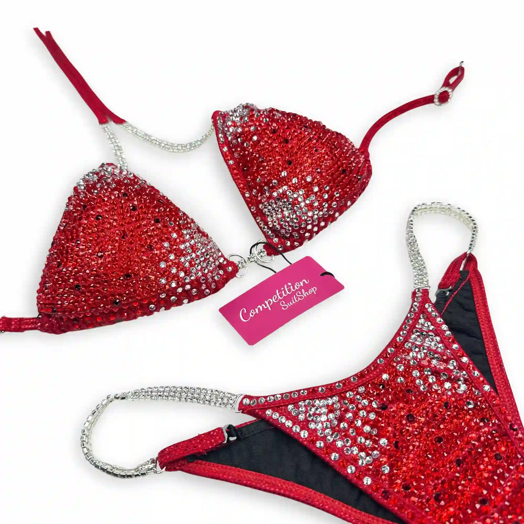 Silver Glimmer Red Bomb Wellness Competition Suit BM192-7W