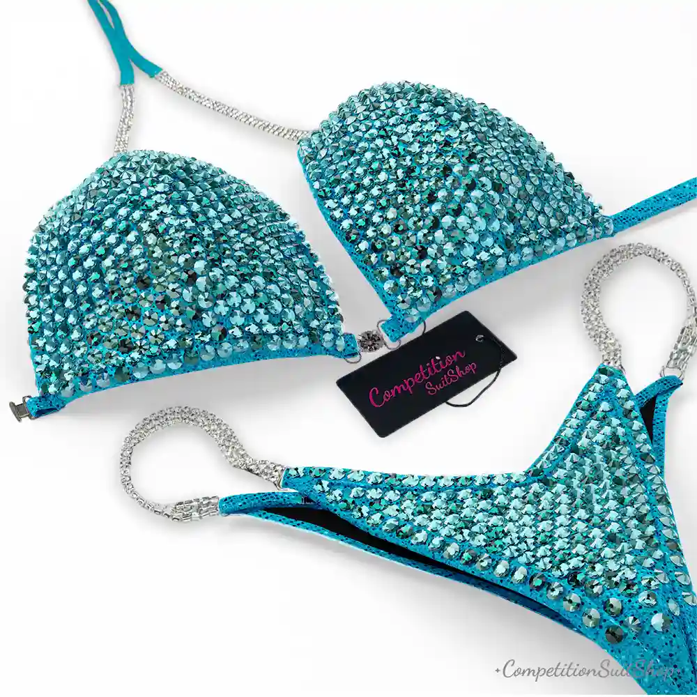 Sky Blue And Green Harmony Wellness Competition Suit (BM151-43W)