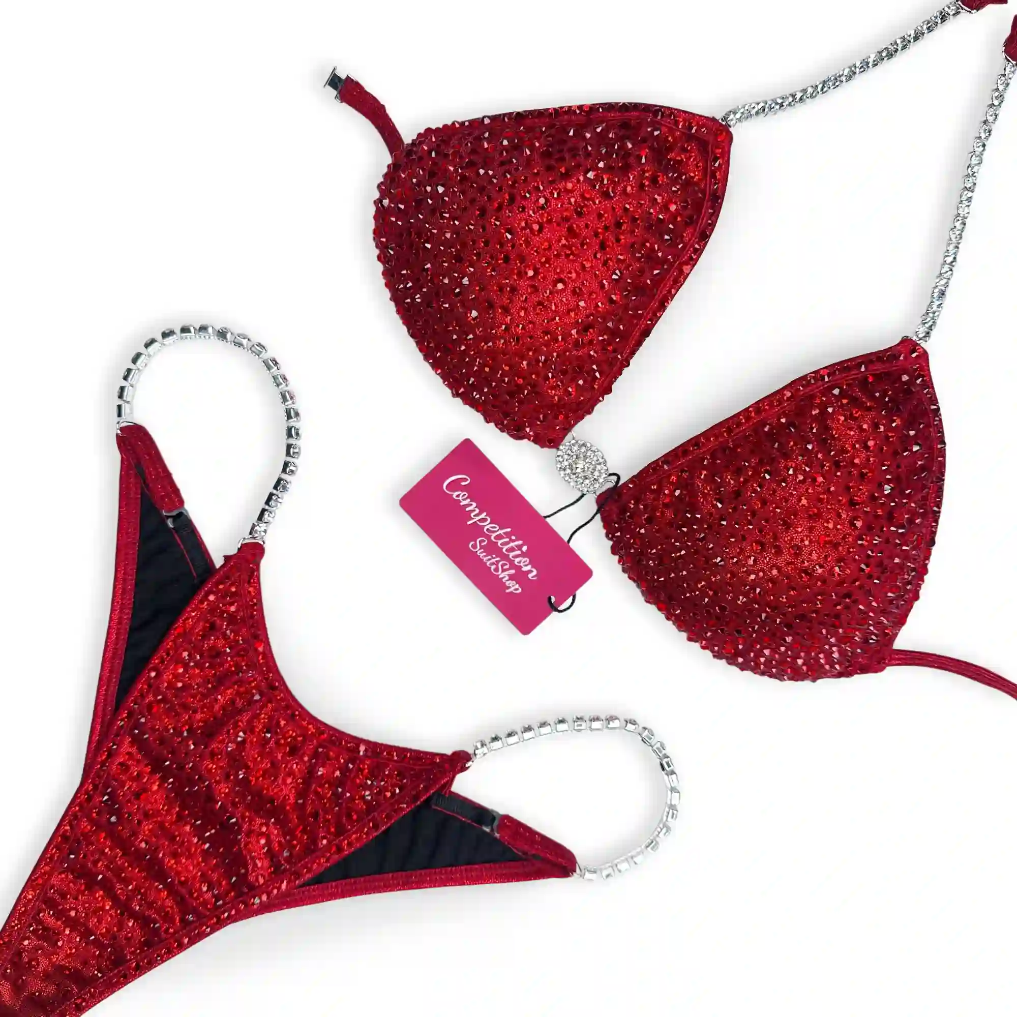 Red Scatter On Red Bikini Competition Suit BM143-6