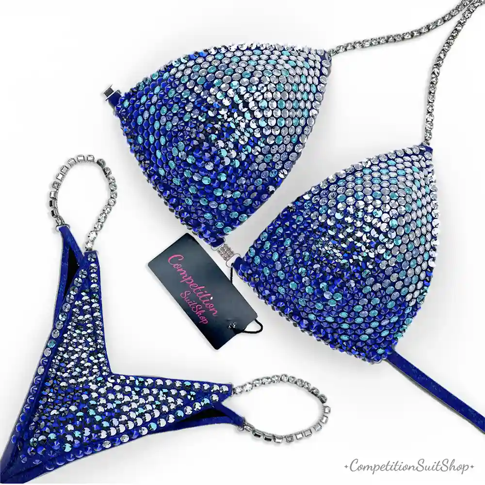 Blue Silver Glam Bikini Competition Suit BM173-5