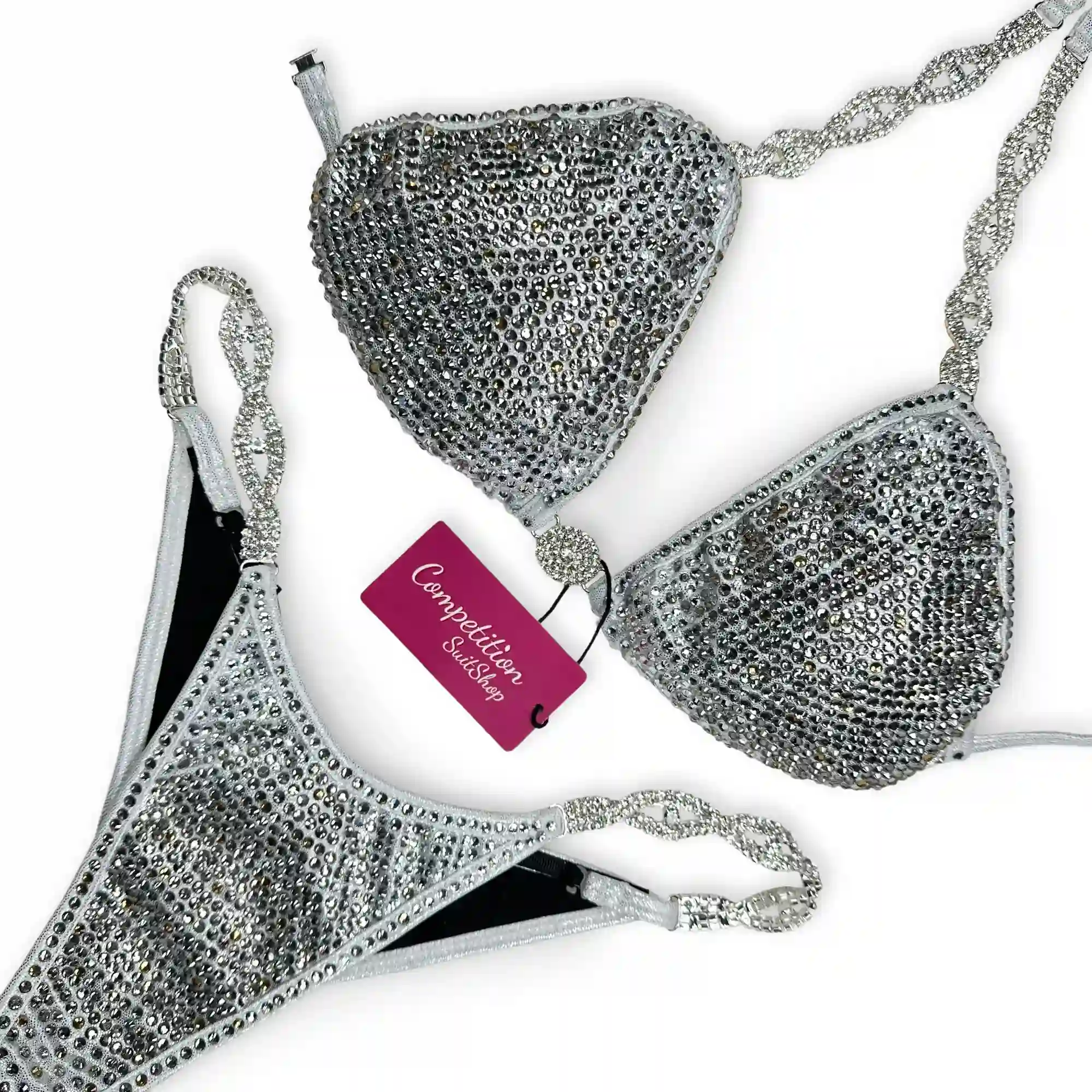 Silver Glimmer Grey Bomb Bikini Competition Suit BM192-3