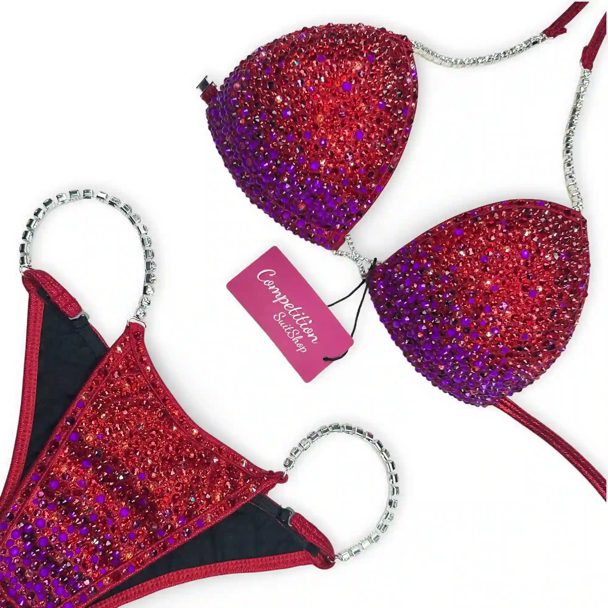 Red Magenta Inferno Bikini Competition Suit B214