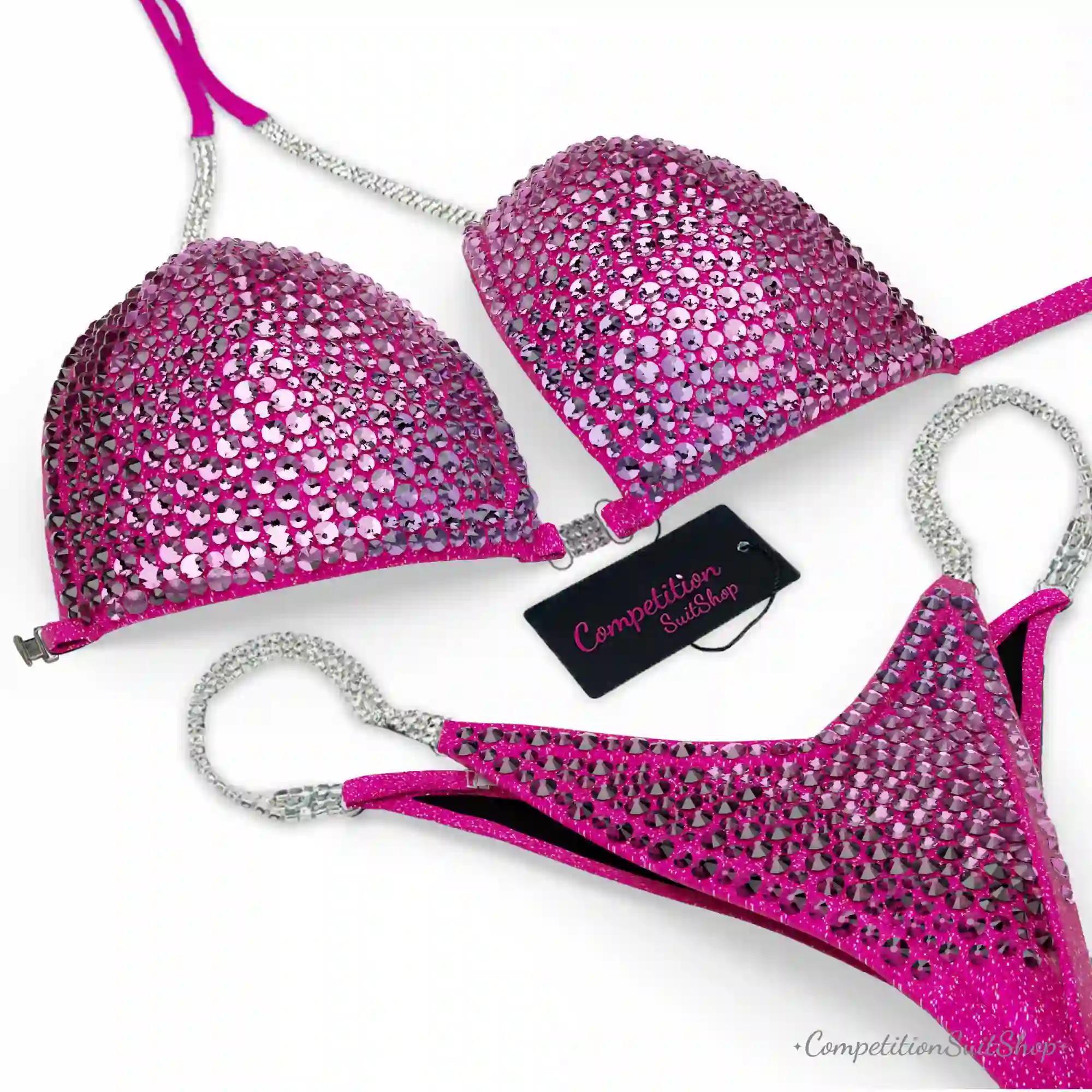 Neon Pink Ombre Bikini Competition Suit BM188-4