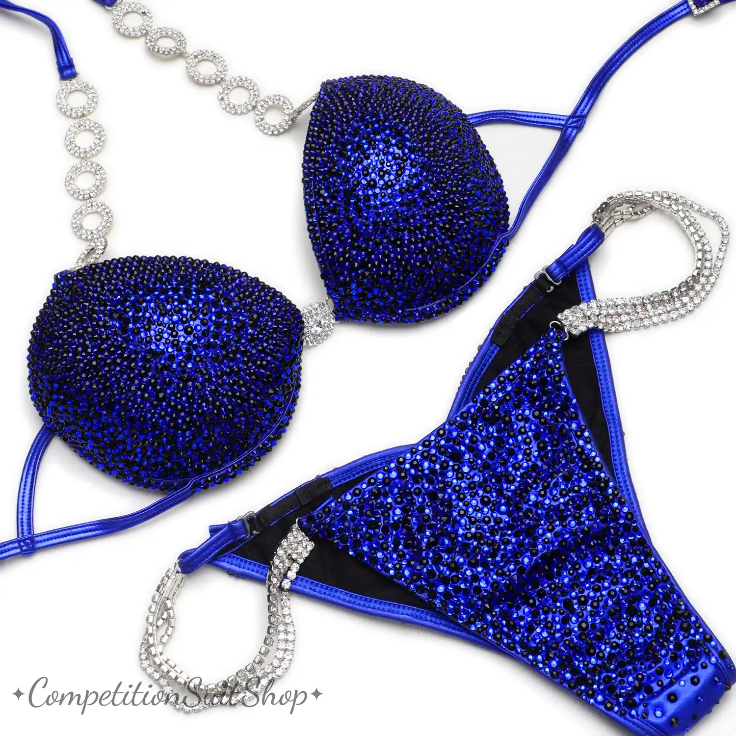 Royal Blue Black Virtus Bikini Competition Suit (B130)
