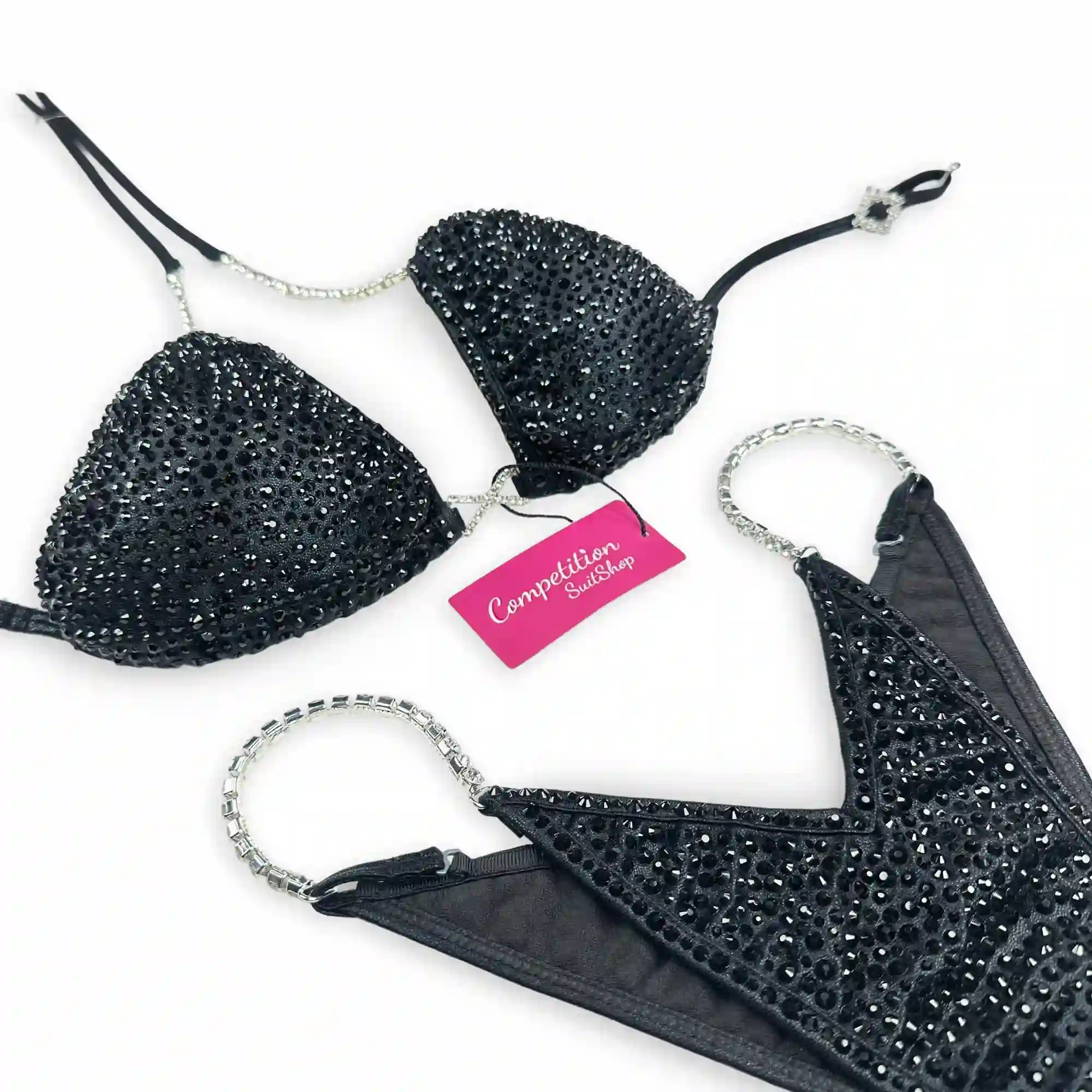 Black Scatter On Black Bikini Competition Suit BM143-5