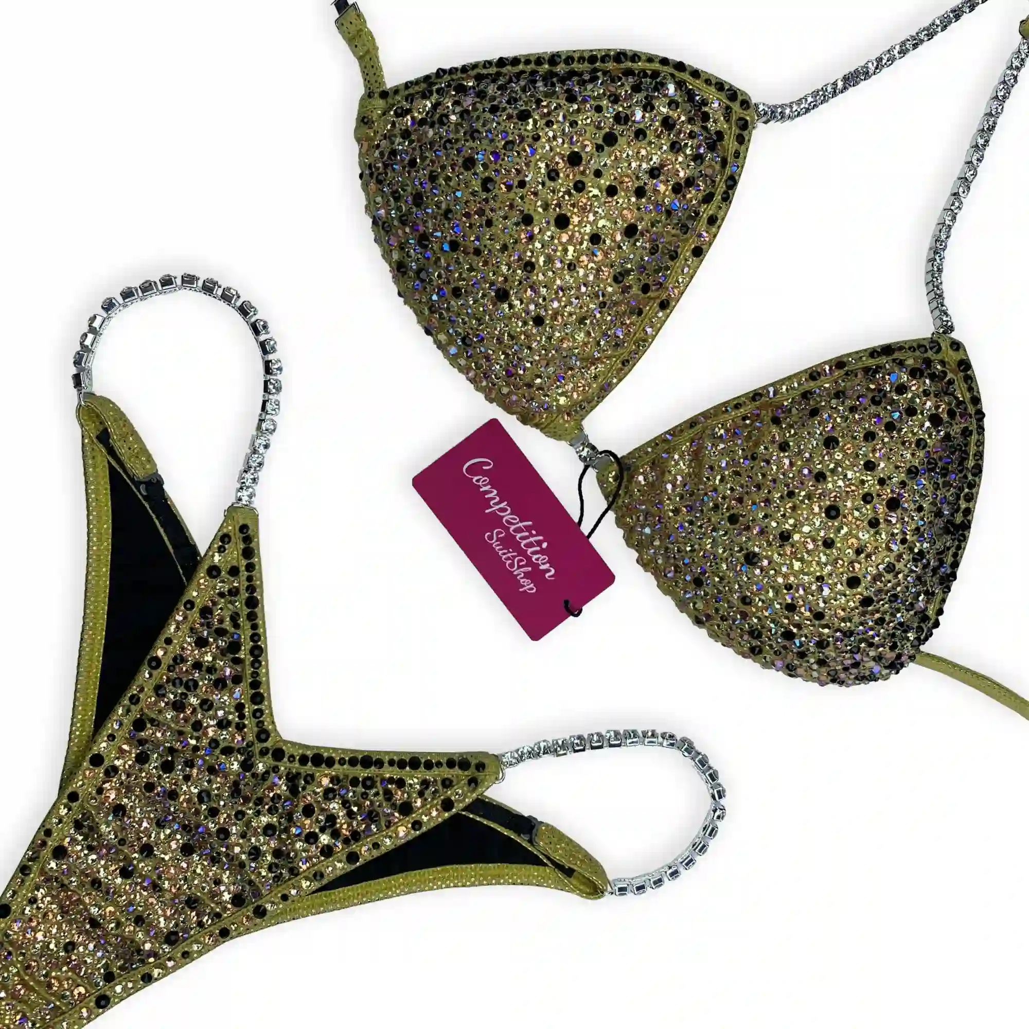 Classic Gold And Black Sparkle Edge Wellness Competition Suit BM182-8W