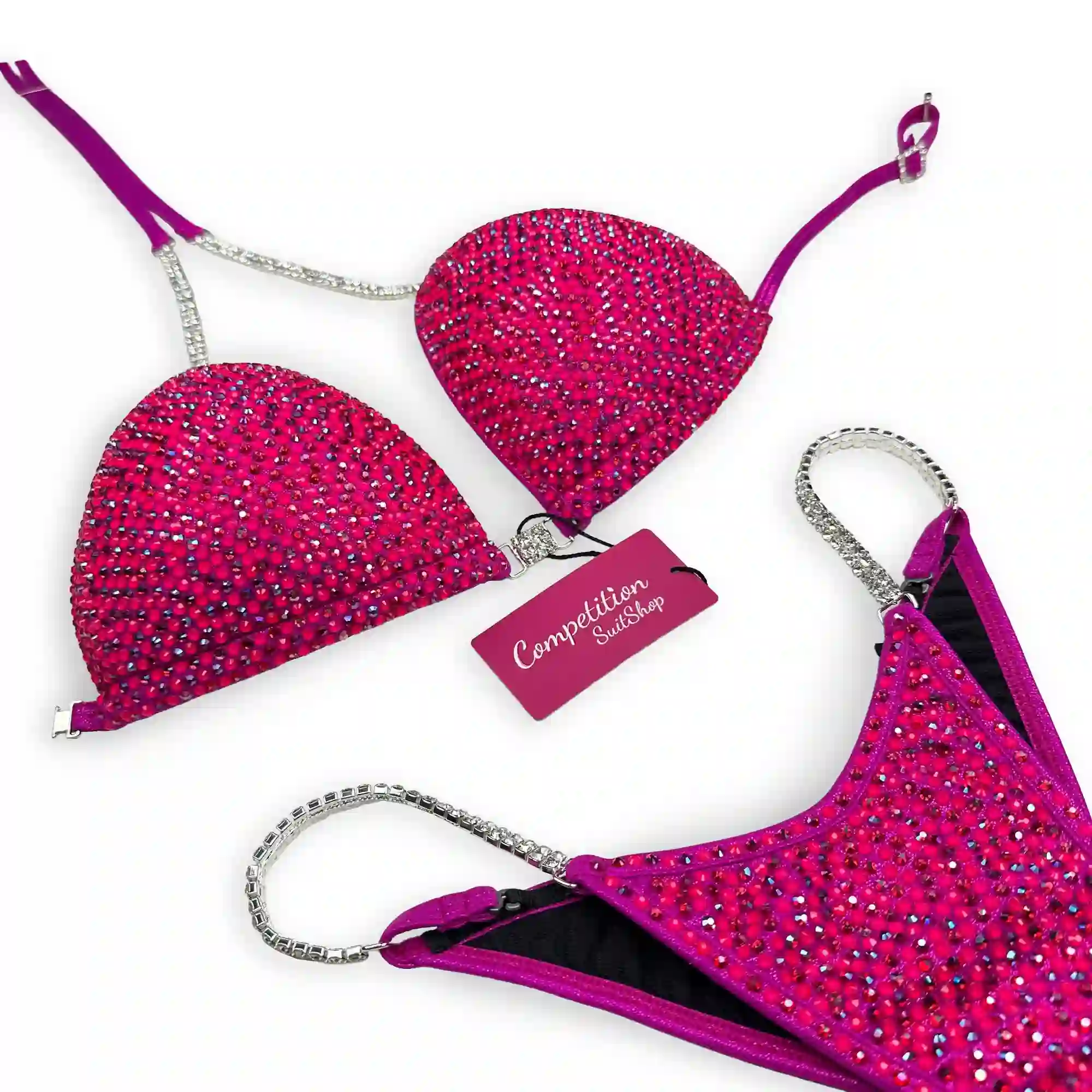 Sparkling Neon Pink Bikini Competition Suit (B158)