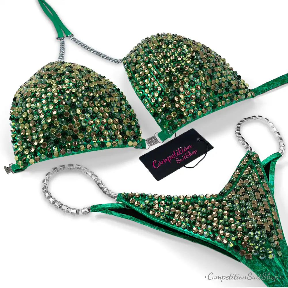 Golden Green Goddess Bikini Competition Suit (BM151-2)