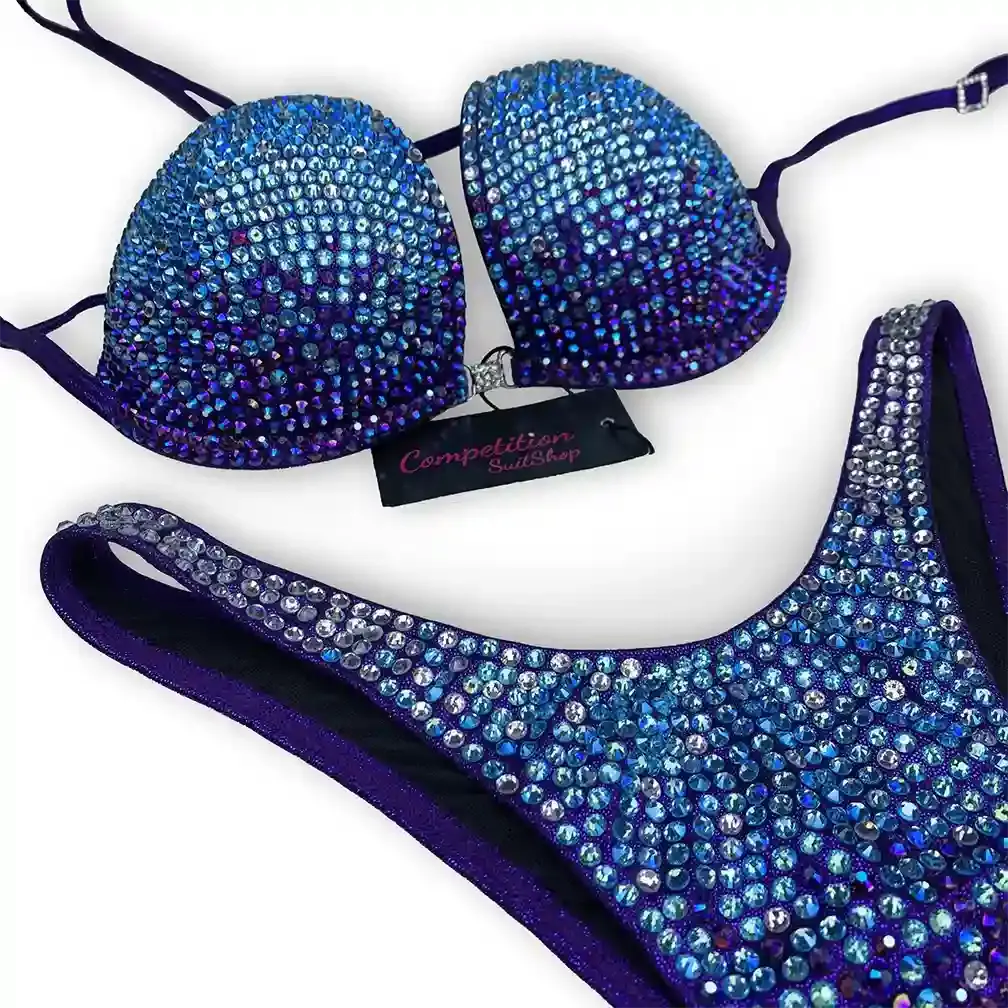 Violet Aqua Sparkle Wellness Competition Suit B184W