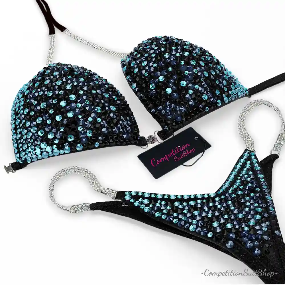 Aqua Edge Black Glimmer Bikini Competition Suit BM182-7