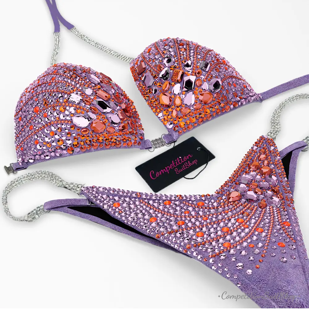 Lavender Coral Plume Wellness Competition Bikini BM238-5W